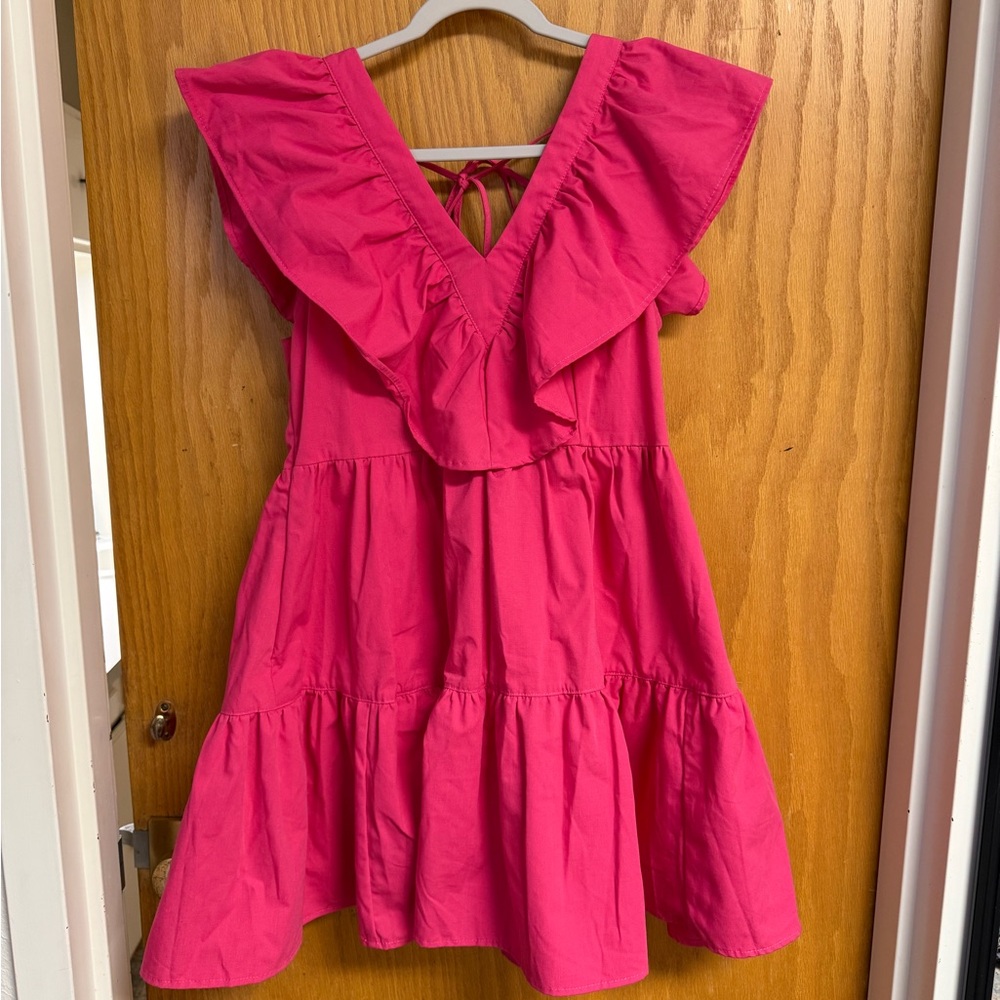 SHEIN Bright Pink Ruffle Dress